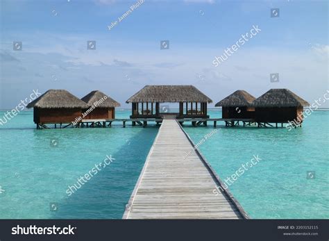 Tropical Resort Maldives Showing Overwater Huts Stock Photo 2203152115 ...