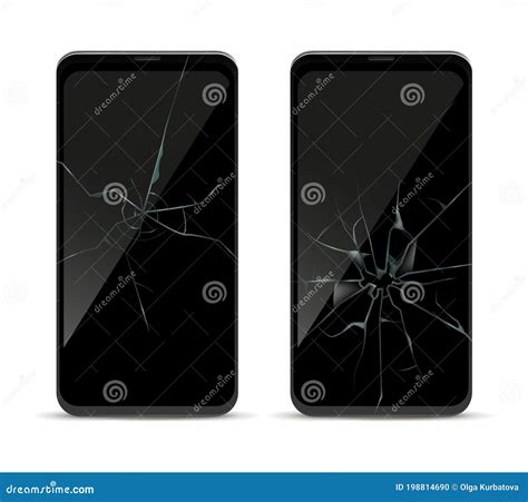 Smartphone Crack Screen Damage Mobile Phone Front View Template