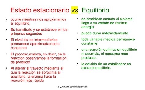 Comparación entre estado estacionario y equilibrio