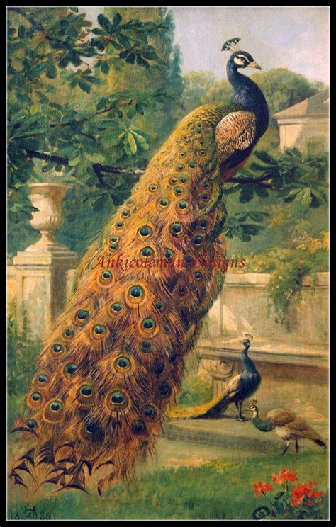 Peacocks In The Park Counted Cross Stitch Patterns Printable Chart Pdf