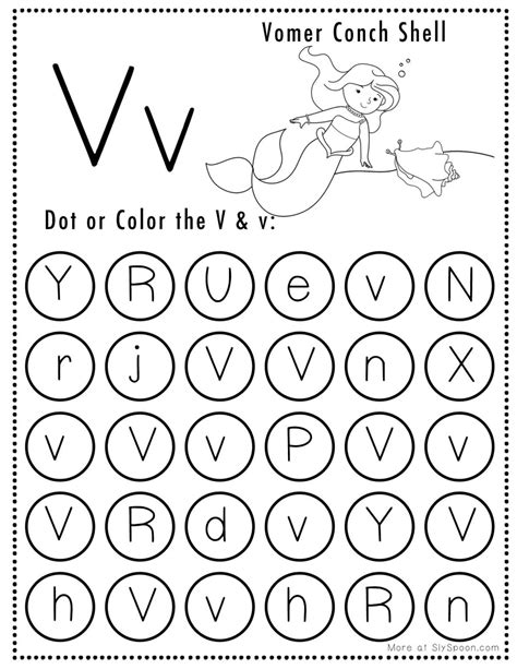 Free Alphabet Do A Dot Printables Worksheets Letter V Mermaid Themed