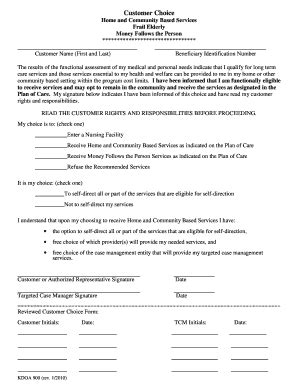 Fillable Online Aging Ks KDOA 900Customer Choice Form 1 2010 Exelis