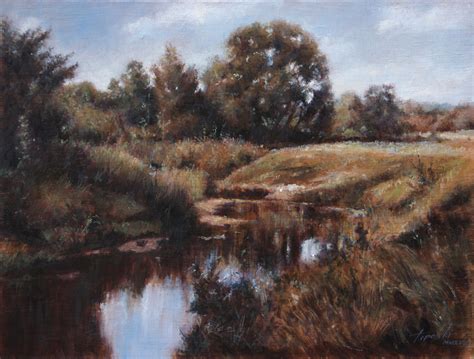 By the Pond – Landscape Oil painting - Fine Arts Gallery - Original ...