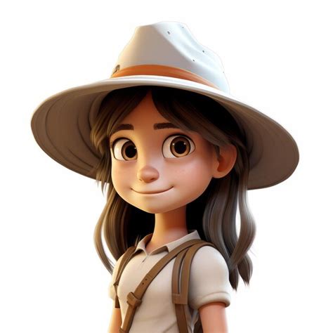 Premium Photo Adventurethemed 3d Render Cartoon Of Jennifer With Hat