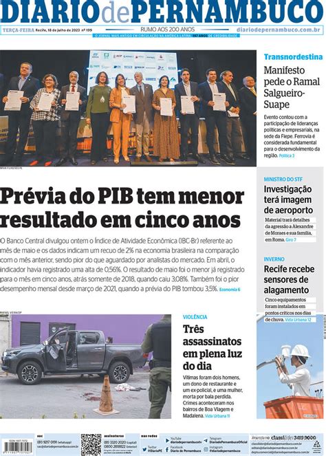 Capa Diario De Pernambuco Edi O Segunda De Abril De