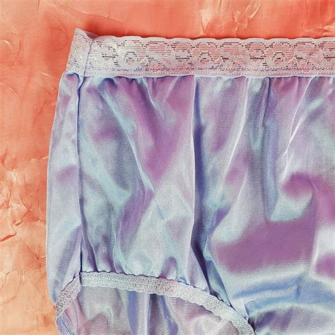 Vtg Sheer Panties Shiny Silky Nylon Gusset W Lace 8 Xl Sissy Sexy