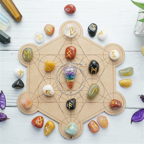 Buy Mix Chakra Symbol Rune Stones Pcs Set Gemstone Engraved Rune