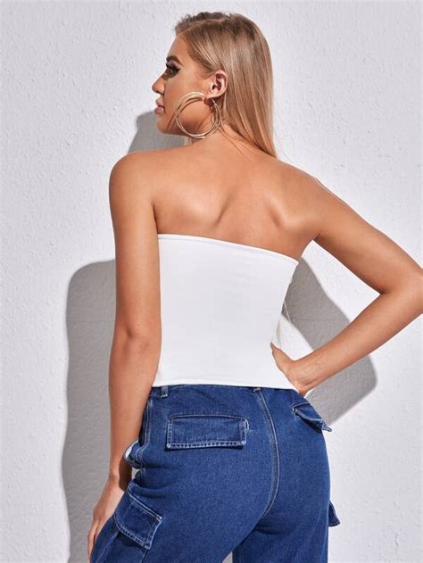 Shein Bae Solid Crop Tube Top Shein Usa