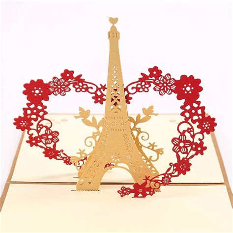 Eiffel Tower Pop Up 3d Greeting Card Eiffel Tower Paper Carving Greeting Cards