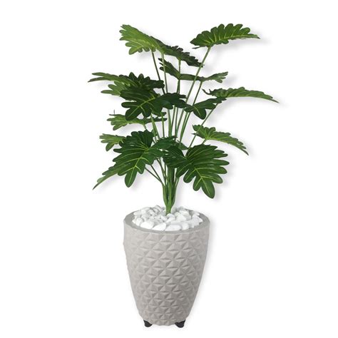 Planta Artificial Arranjo Grande 60cm Bananinha Vaso 3D Polietileno