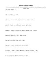 REDOX WORKSHEET II Pdf Oxidation Reduction Worksheet For Each