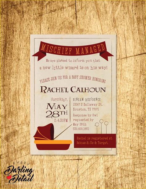 Harry Potter Baby Shower Invitation Template Free Of Harry Potter Baby