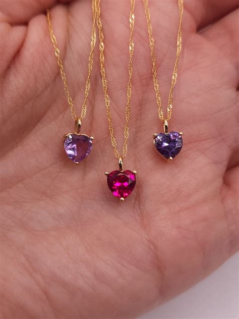 14kt Gold Ruby Heart Necklace Ruby Pendant July Birthstone Etsy