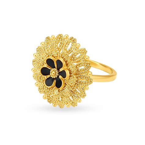 Buy Elaborate 22 Karat Yellow Gold Ring With Beadwork At Best Price Tanishq Uae