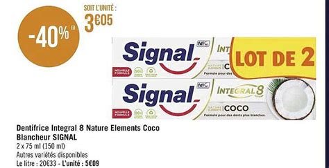 Offre Dentifrice Intégral 8 Nature éléments Coco Blancheur Signal chez