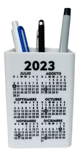 50 Cubos Portalápices De Plástico Blanco Personalizados Con Calendario