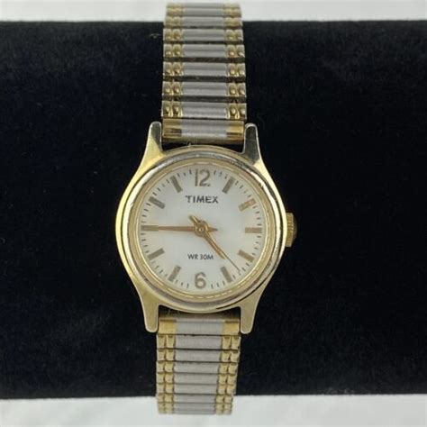 Timex Womens Watch Stretch Band Gold Silver Color Small Face Needs Battery Ebay