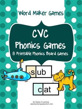 CVC Phonics Games from Games 4 Learning contains 8 printable CVC ...