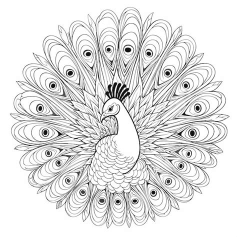 Premium Vector Peacock Cartoon Bird For Coloring Page Black And White Coloring Book Or Page