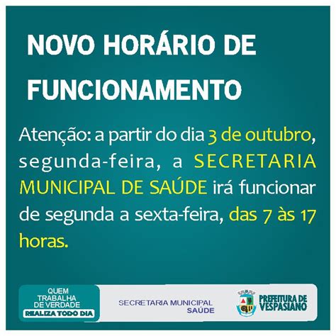 Novo horário de funcionamento Prefeitura Municipal de Vespasiano