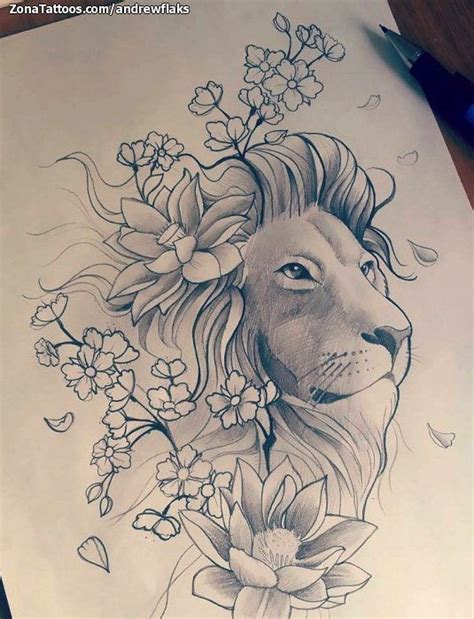 Diseño de Flores, Leones, Animales