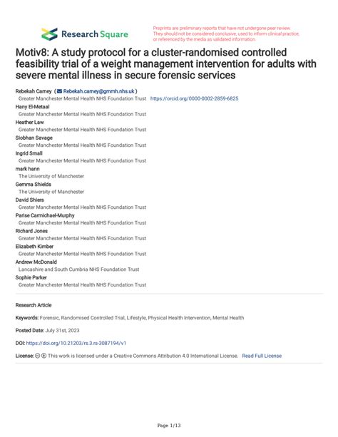 Pdf Motiv8 A Study Protocol For A Cluster Randomised Controlled