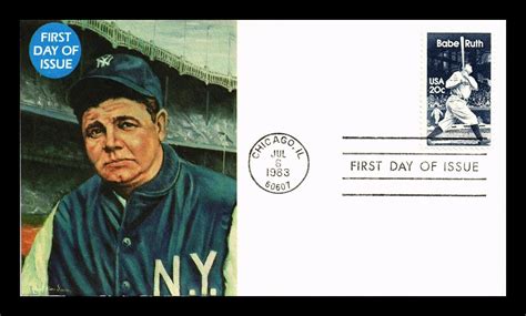 DR JIM STAMPS US BABE RUTH YANKEES BASEBALL FDC SCOTT 2046 UNSEALED