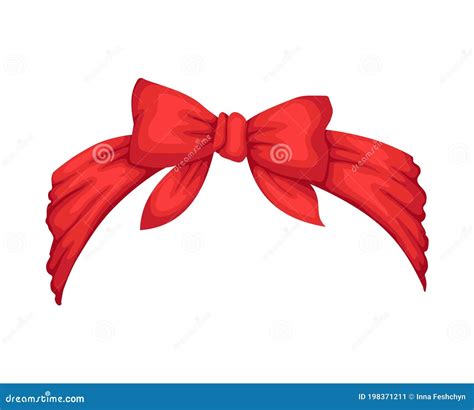 Retro Headband For Woman Red Bandana For Hairstyle Windy Hair Dressing With Bow Stock Vector