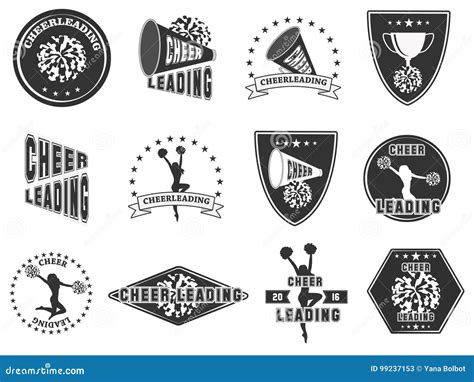 Set Of Labels Logos For Cheerleading Stock Vector Illustration Of