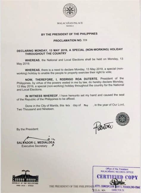 Malacañang Declares May 13 as a Special Non-Working Holiday - Motortech.ph 