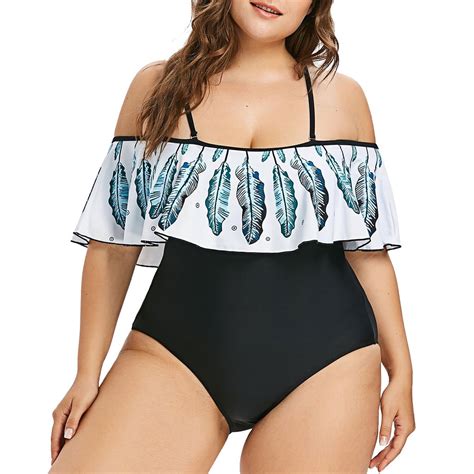 Uuszgmr Women Swimwear 2024 Size Piece Sexy Off The Shoulder Swimsuit Plus One Lady Padded