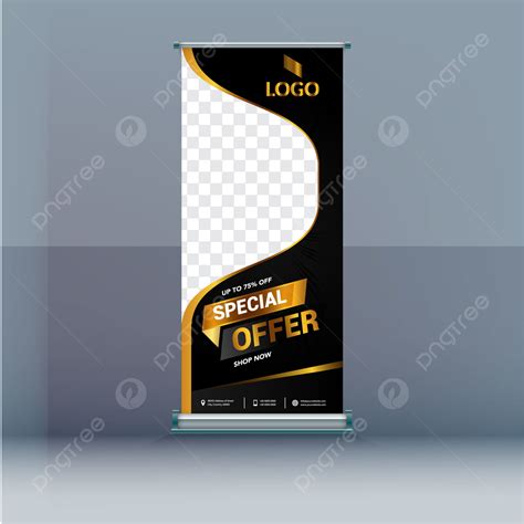 Creative Luxury Black Gold Roll Up Signage Stand Banner Template Design Template Download on Pngtree