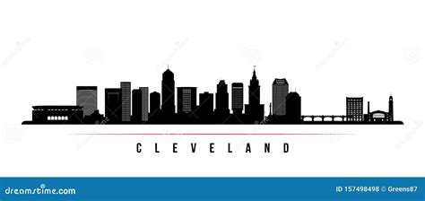 Cleveland City Skyline Horizontal Banner. Stock Vector - Illustration of building, landmark ...