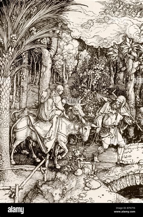 La Fuite en Égypte à partir de la gravure sur bois par Albrecht Durer