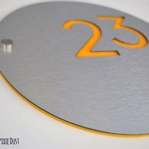 Modern House Numbers Round Alucobond With Yellow Acrylic Etsy