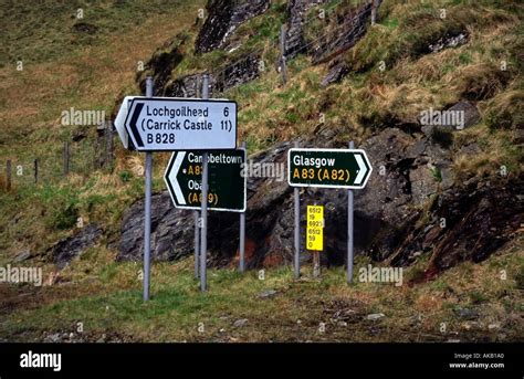 road signs rest and be thankful argyll scotland europe Stock Photo ...