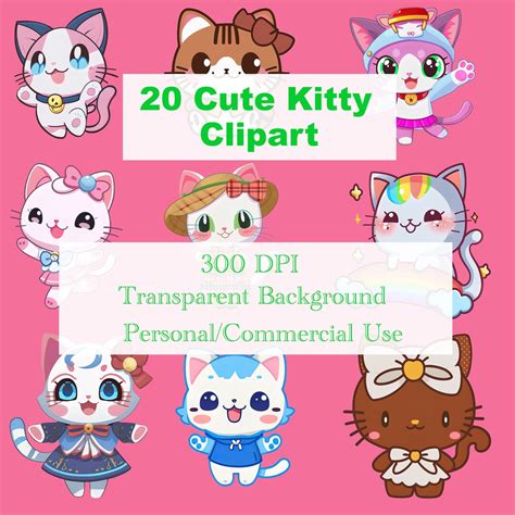 20 Cute Kitty Clipart - Etsy