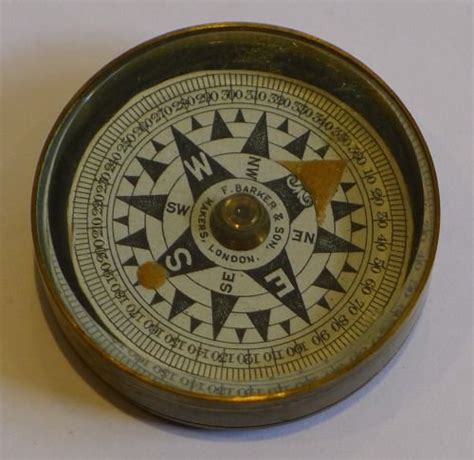 Antique English Brass Pocket Compass By Francis Barker London C1880