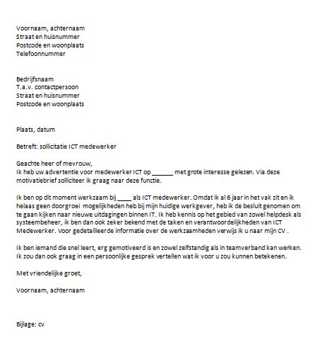 Sollicitatiebrief Voorbeeld Nieuwe Uitdaging