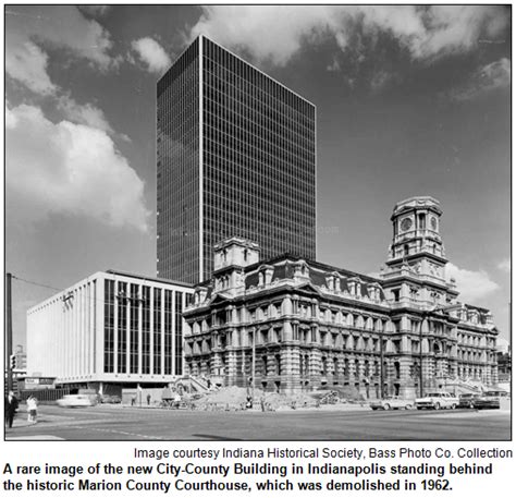 A Rare Image Of The New City County Building In Indianapolis Standing Behind The Historic Marion