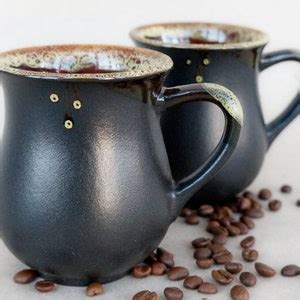 Black Latte Mug Ceramic Pottery Coffee Mug Set Of Two Ceramic Mug