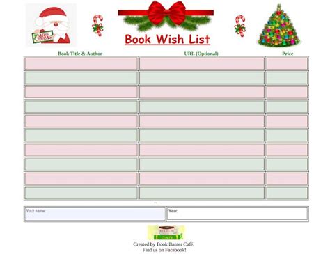 Free Printable Fillable Book Wish List Form