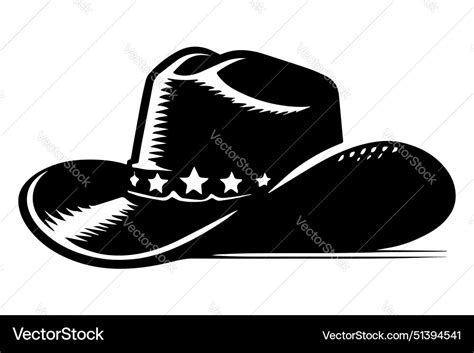 Cowboy hat silhouette monochrome clip art Vector Image