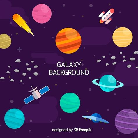 Free Vector Colorful Galaxy Background With Flat Design