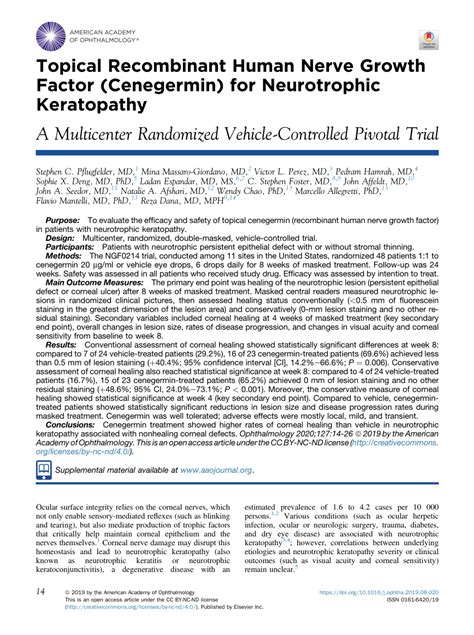 Pdf Topical Recombinant Human Nerve Growth Factor Cenegermin For Neurotrophic Keratopathy A