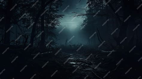 Premium AI Image | Dark and scary forest at the night