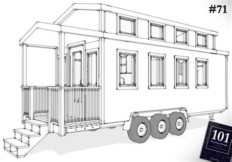 A Drawing Of A Tiny House On Wheels With The Number In Front Of It