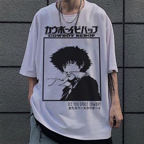 Camiseta Branca Anime Cowboy Bebop Spike Spiegel Shopee Brasil