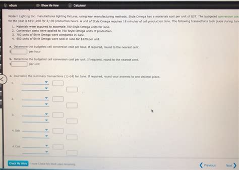 Solved Ebook Show Me How Calculator Modern Lighting Inc Chegg
