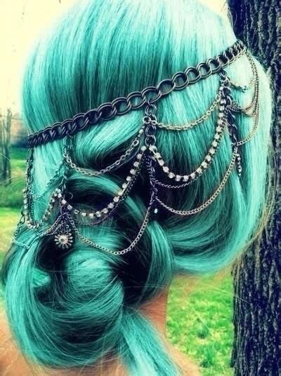 Green Teal Mystical Hair Hair Styles Hair Jewelry Hair Chains